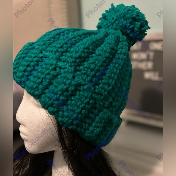 Handmade Knitted Pom Pom Hat - Picture 2 of 2